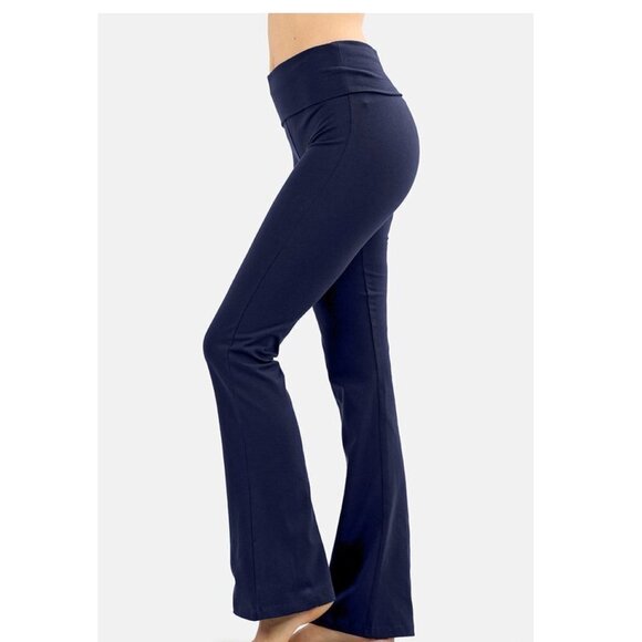 ❤️‍🔥Fold Over Lounge Yoga Flare Pants Navy Blue 2122 - Picture 1 of 3